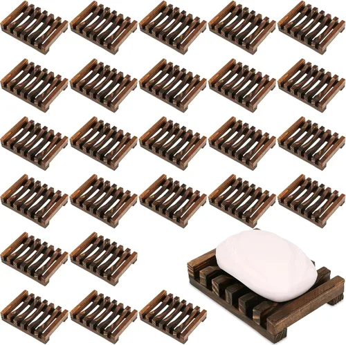 Vista 7 de Anwenk Jabonera de madera para guardar jabón, bandeja para baño, ducha, escurridor de cocina rectangular, manualidades a mano para jabón, esponjas