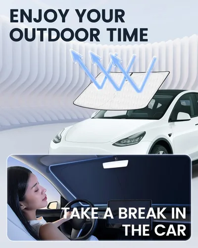 Vista 7 de KUST Parasol para parabrisas delantero, plegable, más grueso, de 5 capas, bloquea el calor y los rayos UV del sol