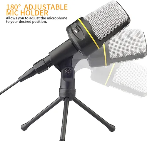 Vista 4 de SF-920 Micrófono de condensador profesional de 0.138 in con cable Micrófono capacitivo de estudio con soporte de trípode para PC de escritorio