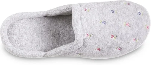 Vista 5 de isotoner Pantuflas de rizo para mujer con espuma viscoelástica para mayor comodidad en interiores y exteriores