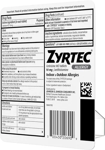 Vista 5 de Zyrtec Tabletas de alivio de alergias las 24 horas - 10 mg, 90