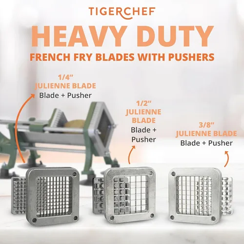 Vista 2 de Set combinado completo para restaurante de cortadora de papas fritas y camotes comercial Tiger Chef, resistente y de alta calidad, con ventosas