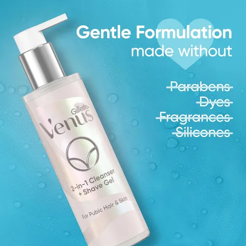 Vista 4 de Gillette Venus Limpiador íntimo de aseo 2in1 y gel de afeitado para el cabello púbico del bikini y la piel 6.4 oz