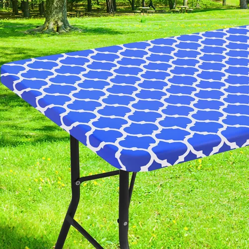 Vista 11 de Smiry Mantel cuadrado para mesa de pícnic, manteles de camping impermeables elásticos ajustables, protector de mantel de vinilo con respaldo de Gris