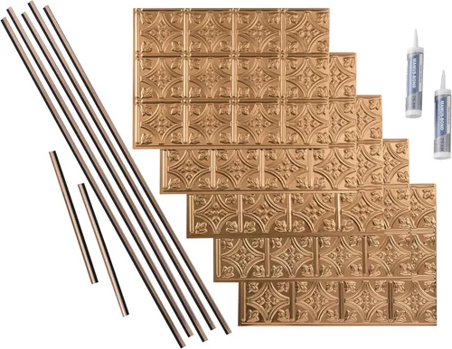 Vista 20 de FASÄDE Kit de protector contra salpicaduras decorativo de vinilo estilo tradicional/patrón 1 de 15 pies cuadrados en bronce antiguo