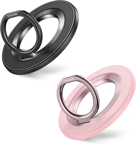 Vista 33 de SYNCWIRE - Soporte magnético con aro para MagSafe, 2 piezas, imán doble, rotación de 360 grados, agarre y soporte para teléfono, aro para dedo