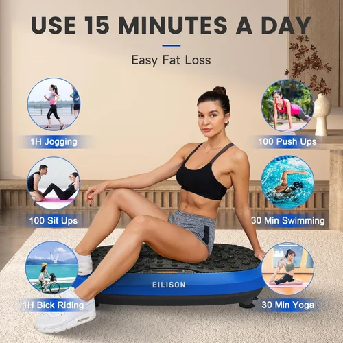 Vista 3 de EILISON FitMax 3D XL - Máquina de ejercicio con placa de vibración para entrenamiento de cuerpo entero con bandas de bucle, máquina de drenaje
