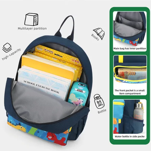 Vista 4 de Linda mochila infantil de dinosaurio para niñas y niños preescolares de 3 a 5 años, Dinosaurios, Classic