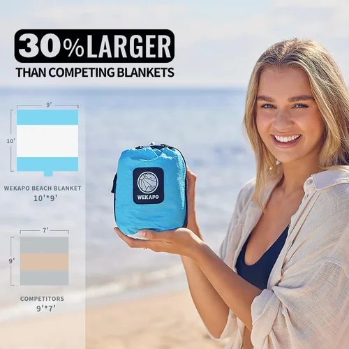 Vista 2 de WEKAPO Manta de Playa Resistente a la Arena e Impermeable, Alfombrilla de Playa Extra Grande, Alfombrilla Sin Arena de Tamaño Grande y Compacta