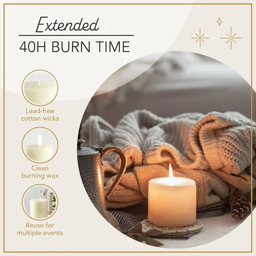Vista 2 de Melt Candle - Velas de pilar, paquete de 3, velas sin perfume para el hogar, iglesia, bodas y más, 3 x 3 pulgadas, marfil