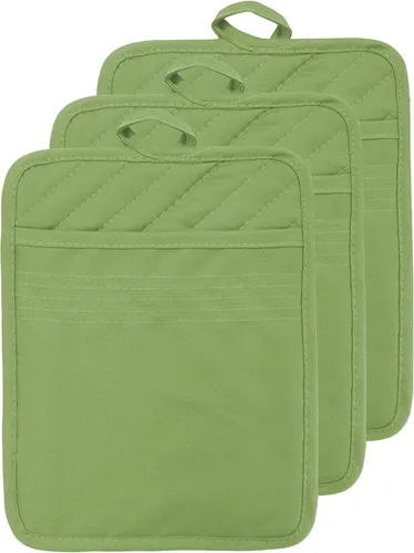 Vista 38 de Oven Pot Holder with Pocket Cotton Heat Resistant Coaster Potholder Kitchen Hot Pad Oven Mitts for Cooking and Baking Square 7"x9" (Aqua, Silicone)