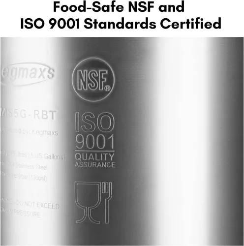 Vista 3 de TMCRAFT Nuevo barril de bloqueo de bola de 3 galones, barril de cerveza de acero inoxidable con mango de goma doble para cerveza casera
