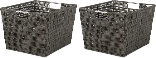 Vista 7 de Whitmor 6500-2712-BLK Rattique Canasta Negra Pequeña para Estante