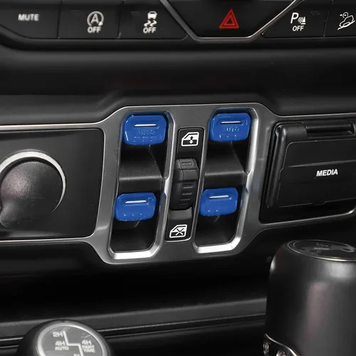 Vista 7 de CheroCar Cubierta de botón para interruptor de ventana Jeep JL, accesorios interiores para Jeep Wrangler JL JLU Gladiator JT 2018-2021 (azul)