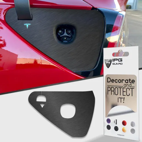 Vista 17 de IPG para Tesla - Calcomanías adhesivas de envoltura de puerto de carga, emblema para bricolaje, personaliza el modelo 3-Y (rosa)