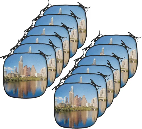 Vista 155 de Lunarable American Chair Cushion Pad, Massachusetts Flagg Holds a Bow and Pointing Downward Arrow, Seat Padding for Kitchen & Patio with Anti-Slip