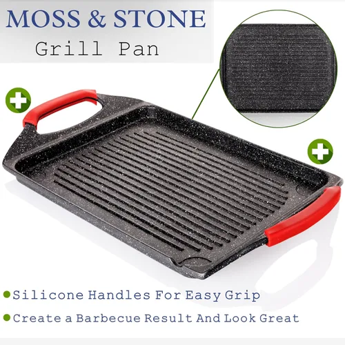 Vista 11 de Moss & Stone Sartén antiadherente de 12 pulgadas para cocinar en interiores, sartén de aluminio fundido para estufa e inducción, apta