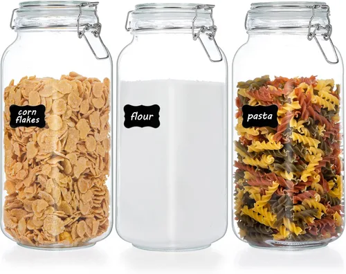 Vista 8 de Vtopmart Tarros de vidrio de almacenamiento de alimentos de 34 onzas con tapas herméticas de abrazadera, paquete de 3 recipientes de cocina
