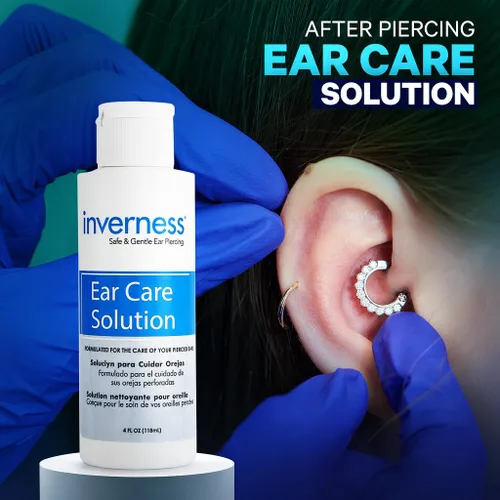 Vista 3 de INVERNESS Solución para el cuidado de las orejas After Piercing de 4 onzas, paquete de 2 – Cuidado suave de los piercings para orejas recién