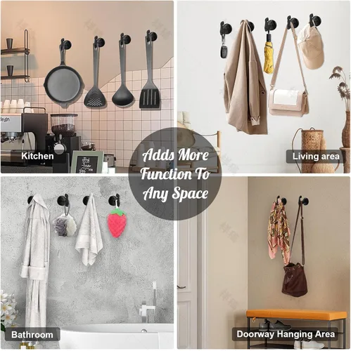 Vista 8 de Ganchos Rústicos de Hierro Fundido para Abrigos, Soporte para Llaves Montado en la Pared, Ganchos Decorativos de Estilo Granja, Ganchos de Pared