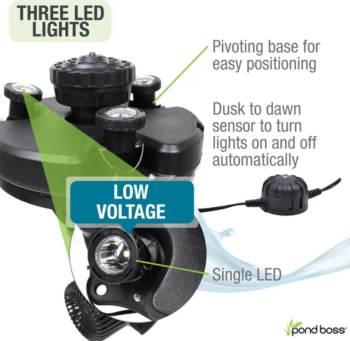 Vista 6 de Pond Boss - DFTN12003L - Puente flotante con luces, cable de alimentación de 50 pies, 1/4 hp.
