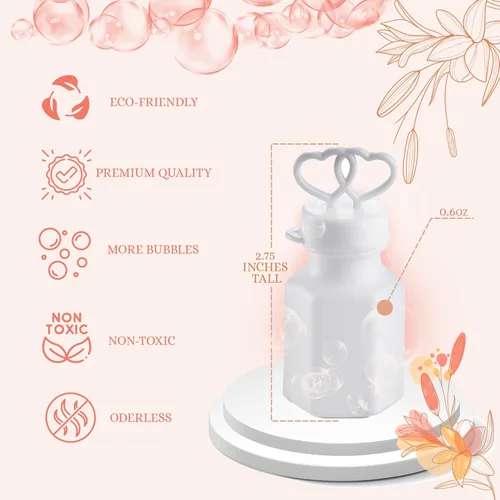 Vista 3 de Burbujas de boda a granel – (48 unidades) mini varitas blancas de doble corazón, ideal para regalos de fiesta de novia, compromiso, celebraciones