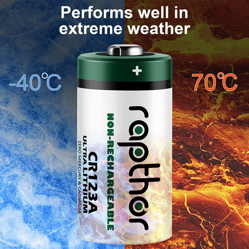 Vista 5 de rapthor CR123A Baterías de litio de 1650 mAh de alta potencia con certificación UL, 3 V, batería no recargable con PTC integrado para linterna