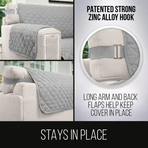 Vista 4 de Sofa Shield Funda Deslizable Patentada para Sofá Seccional, Protector de Cojín, Diseño de EE. UU. Reversible Resistente a Manchas y Desgarros