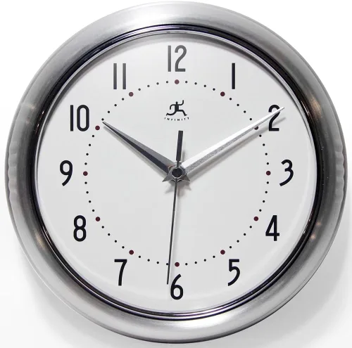 Vista 24 de Infinity Instruments Reloj de pared redondo retro de 9,5 pulgadas para interior, azul marino