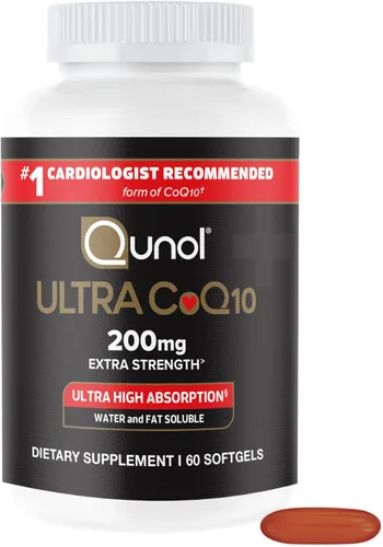 Qunol Cápsulas blandas CoQ10 de 200 mg, Ultra CoQ10 - Suplementos de coenzima Q10 de ultra alta absorción - Suplemento antioxidante para la salud