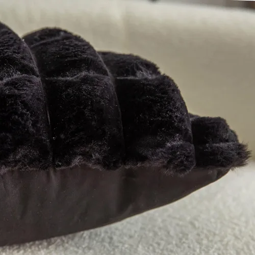 Vista 6 de Neelvin Juego de 2 fundas de almohada decorativas de piel sintética negra de 16 x 16 pulgadas, fundas de cojín de terciopelo para sofá