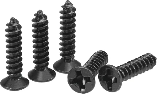 Vista 15 de uxcell Tornillos de madera M3 x 0.472 in Tornillos de cabeza plana Phillips de acero al carbono Autoperforantes Negro 200pcs