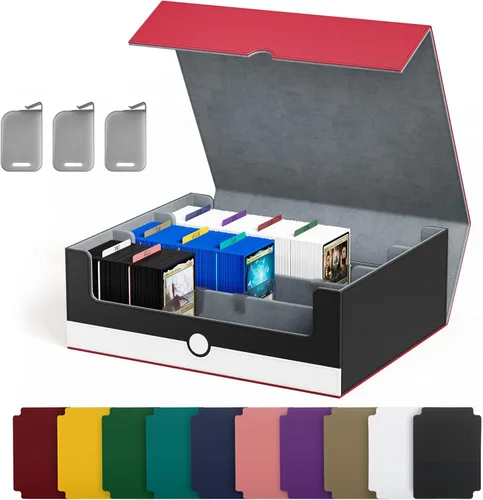 Vista 21 de Caja de almacenamiento de tarjetas UAONO para cartas de intercambio, estuche de cubierta de cartas de comandante de más de 1800 de cuero PU, soporte