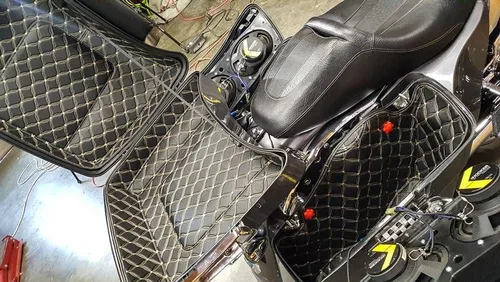 Vista 4 de Moto Onfire Tour Pack - Insertos de alfombra aptos para maletero de equipaje Harley/AB Tour Pack (beige, paquete Razor Tour)