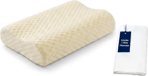 Almohada cervical de espuma viscoelástica para aliviar el dolor de cuello, diseño de contorno ergonómico con funda de punto de seda de hielo lavable