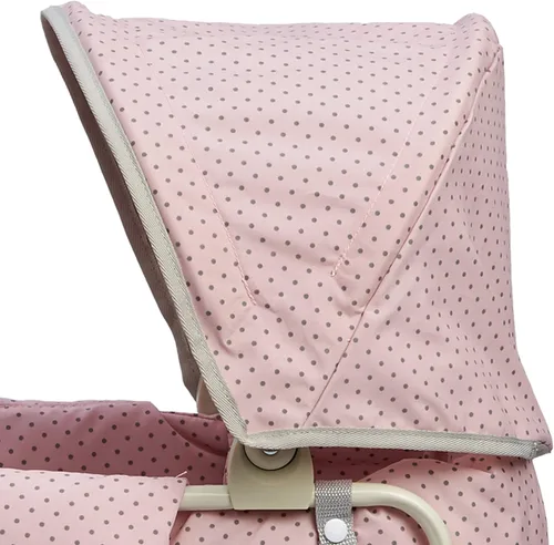 Vista 9 de Olivia's Little World - Cochecito de estilo buggy para muñeca con toldo retráctil, almacenamiento debajo, moisés desmontable, bolsa de viaje