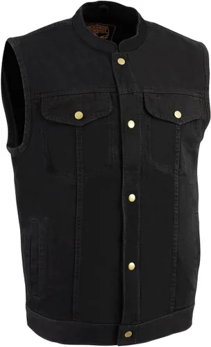 Vista 8 de Milwaukee Leather DM2238 Chaleco clásico de mezclilla negra estilo club con cierre de botón a presión para hombre