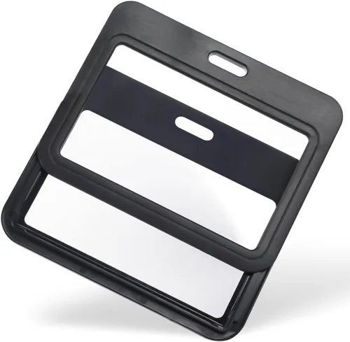 Vista 49 de Uniclife Paquete de 3 Portacarnet Deslizante con Ventanas de Doble Cara Funda Vertical de Plástico Duro Negro Bolsa Protectora de Tarjetas