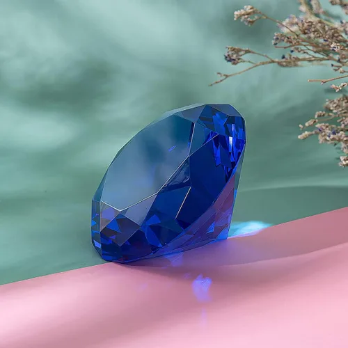 Vista 3 de LONGWIN Pisapapeles de diamante de cristal de 80 mm (3.1 pulgadas), joyas para decoración de boda, centros de mesa, decoración para el hogar (Azul)
