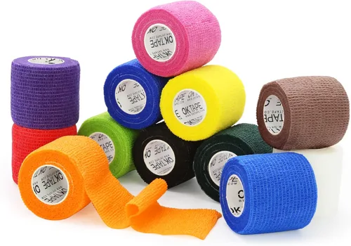 Vista 12 de OK TAPE Vendas Cohesivas Autoadherentes – 24 paquetes, 1 pulgada x 5 yardas, venda autoadhesiva no tejida para pulgar, dedo, muñeca, tobillo, cinta