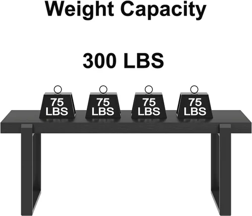 Vista 7 de FOLUBAN Mesa de café negra, mesa central moderna de madera y metal industrial, mesa rectangular de cóctel y té para sala de estar, 47 pulgadas