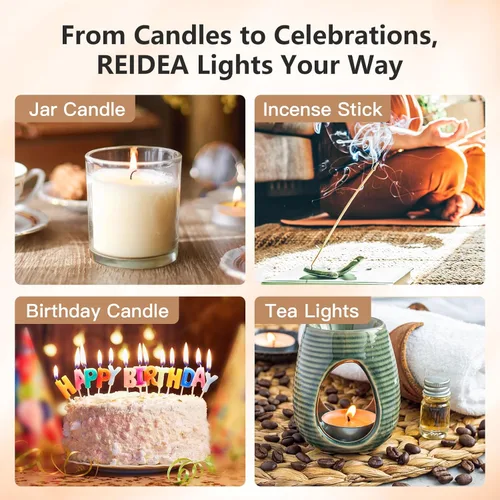 Vista 6 de REIDEA Encendedor eléctrico de regalo para los amantes de las velas, resistente al viento, sin llama, recargable por USB, encendedor retráctil