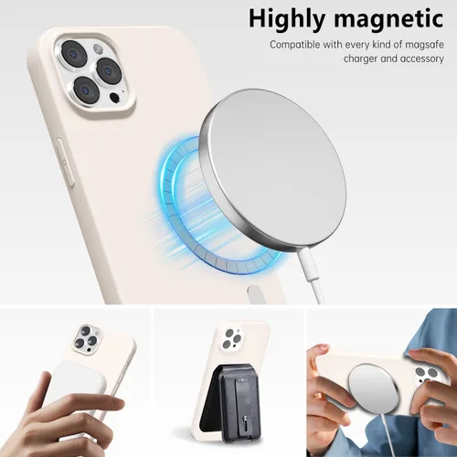 Vista 7 de oakxco Funda de silicona para iPhone 12 Pro Max, magnética, compatible con carga inalámbrica Magsafe, cubierta protectora de goma suave y delgada