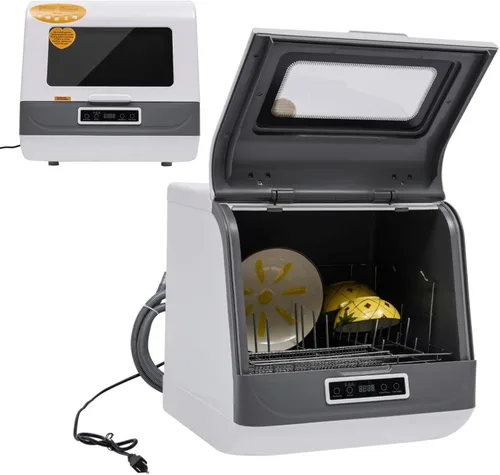 Vista 10 de Lavavajillas de encimera, 110V 800W lavavajillas portátil compacto de mesa con 3 programas de lavado, lavavajillas automático con tubería de agua