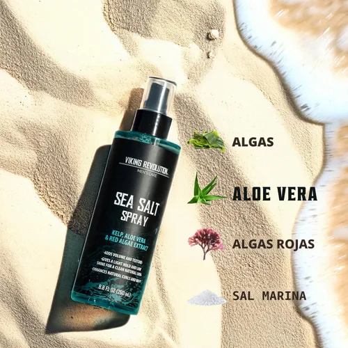 Vista 2 de Viking Revolution Spray de Sal Marina para Hombres - Spray Texturizante para el Cabello con Algas, Aloe Vera y Extracto de Algas Rojas - Sprays Surf