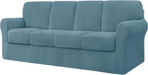 Vista 92 de CHUN YI Fundas para sofá de 7 piezas, lavables, fundas elásticas para sofá de 3 cojines con respaldo y fundas de cojín separados, protector