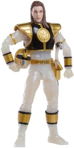 Vista 3 de Power Rangers Lightning Collection Mighty Morphin Metallic White Ranger Figura de acción coleccionable de 6 pulgadas con accesorios