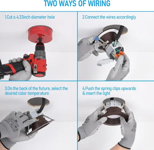 Vista 8 de TORCHSTAR Paquete de 8 5CCT de 4 pulgadas LED empotrados integrados sin lata con caja de conexión, deflector profundo antirreflejo, lámpara