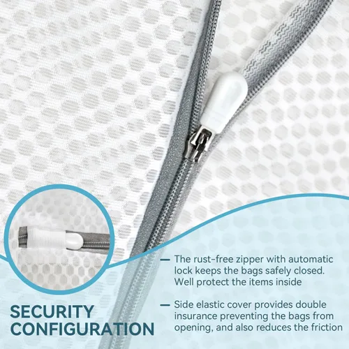 Vista 2 de 4 bolsas de malla de panal para ropa delicada con cremallera, bolsas de lavado de ropa para ropa interior, lencería, brasier, blusa, medias