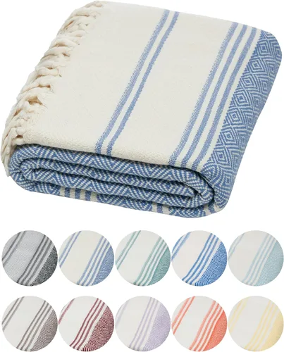 Vista 28 de DEMMEX Organic Diamond - Toalla turca de baño y playa 100% algodón turco certificado Oeko-TEX, ultra suave, de secado rápido, ligera, toalla